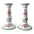 Vintage Portugal Floral Ceramic Candle Holders - A Pair For Sale