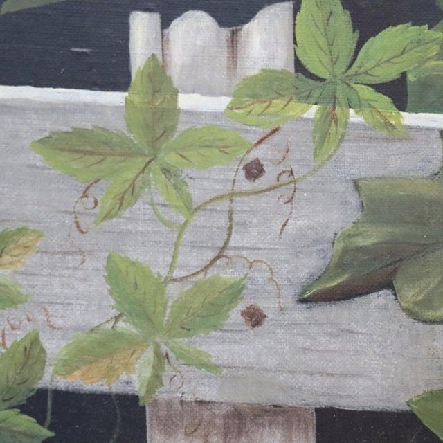 1900 - 1909 Unsigned Oil on Canvas Floral Painting of Garden Hollyhocks With Bees C1900 For Sale - Image 5 of 17
