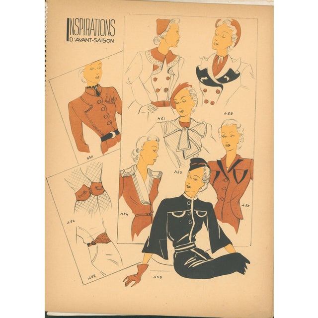 Inspirations D’Avant-Saison - Booklet With 38 Original French Haute Couture Fashion Prints – C. 1938 For Sale - Image 10 of 11