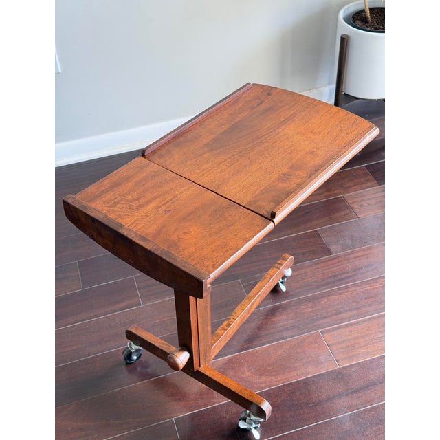 Mid-Century Modern 1970s Scandinavian Modern Danish Modern Rosewood Rolling Tray Table Adjustable MCM Laptop Side Table For Sale - Image 3 of 10