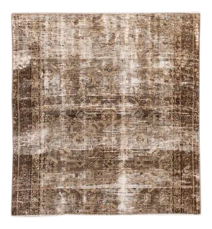 Early 20th Century Vintage Distressed Square Wool Rug
