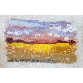 Small Abstract Montana Landscape Drawing on Raw Canvas For Sale