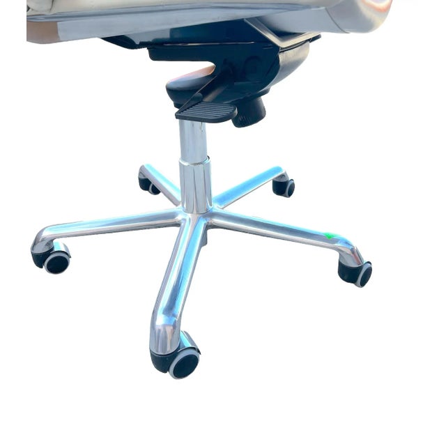 1990s Mid-Century Modern Leather Cofemo Italian Eames Style Office Chair For Sale - Image 5 of 7