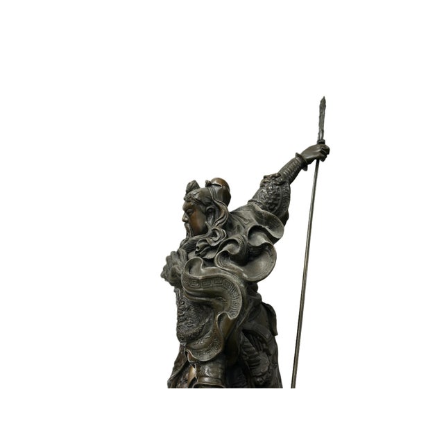 Metal Chinese Metal Bronze General Quan Yu Holding Long Knife Statue For Sale - Image 7 of 18
