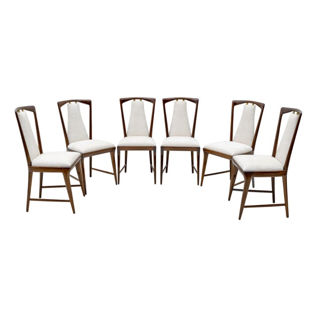Mid-Century Modern Italian Bouclè Dining Chairs from Osvaldo Borsani, 1950s, Set of 6 For Sale