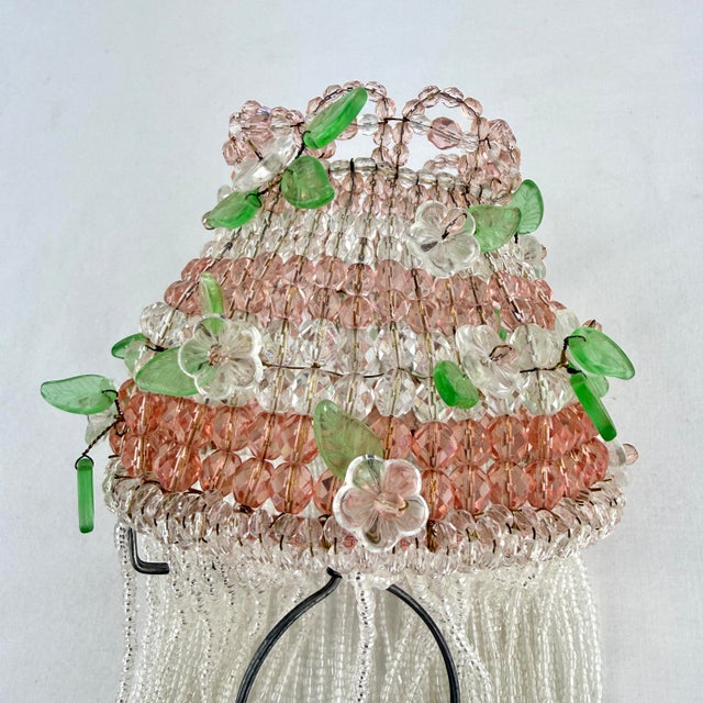 A fine example of early 20th‑century decorative lighting, this hand‑beaded clip‑on lamp shade features authentic Czech...