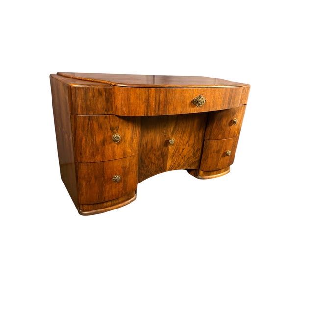 Art Deco Walnut Desk in Streamline Style, 1935, 1920s For Sale - Image 13 of 13