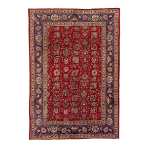 1960s Vintage Persian Tabriz Handmade All-Over Red Wool Rug