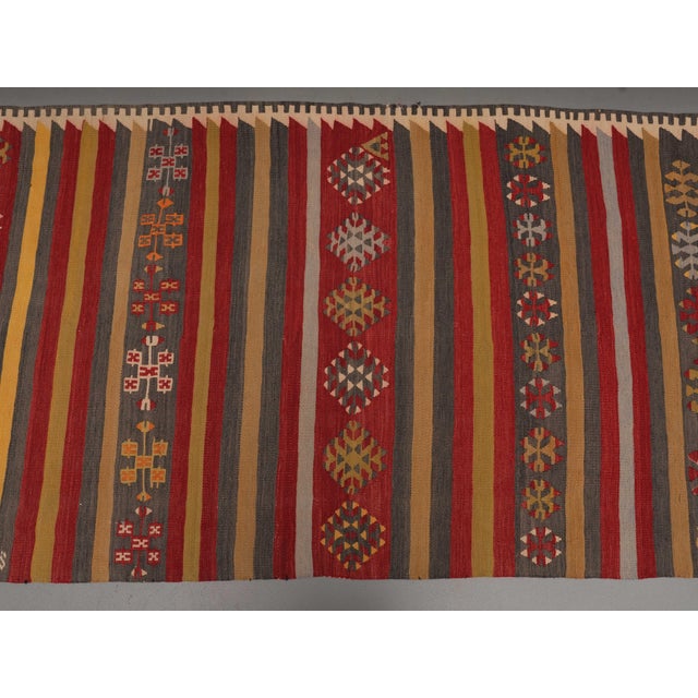 1970s Vintage Handmade Wool Cotton Red Runner Rug For Sale In San Francisco - Image 6 of 10