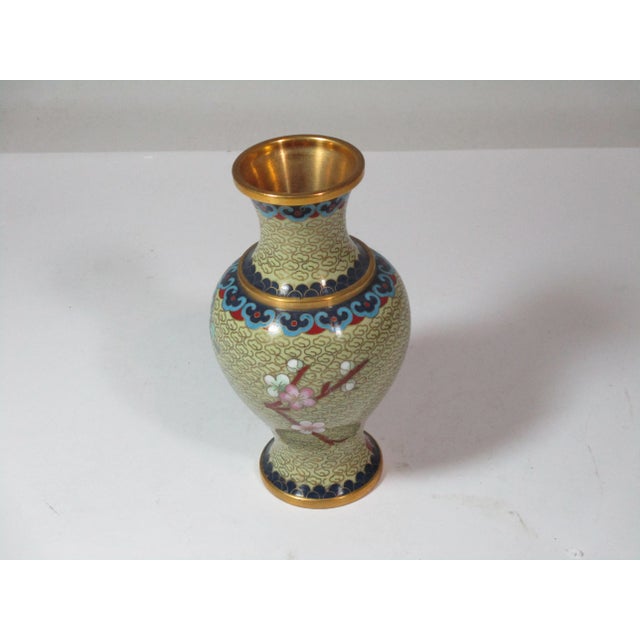 Chinoiserie Vintage 1960s Floral Cloisonne Vase For Sale - Image 3 of 8