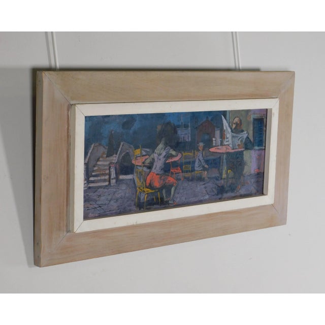 Louis Bosa (1905-1981) Untitled Signed Oil Painting Cafe Scene For Sale - Image 4 of 13