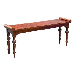 Arts and Crafts Hall Bench or Window Seat of Oak With Turned Legs From England For Sale