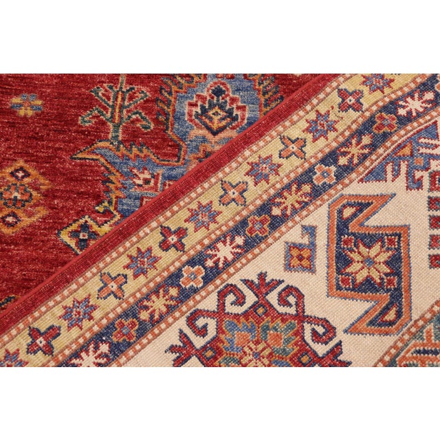 Red Bohemian Super Kazak Red/Ivory Wool Rug - 8'10'' X 12'7'' For Sale - Image 8 of 10