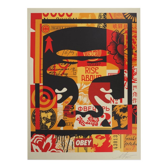 Shepard Fairey, Face Collage I, Screenprint For Sale