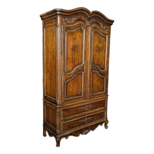 Drexel Brittany Heritage French Provincial Carved Wood Armoire For Sale
