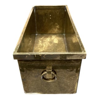 Rectangular French Style Brass Planter Manner of Sarreid Ltd. For Sale