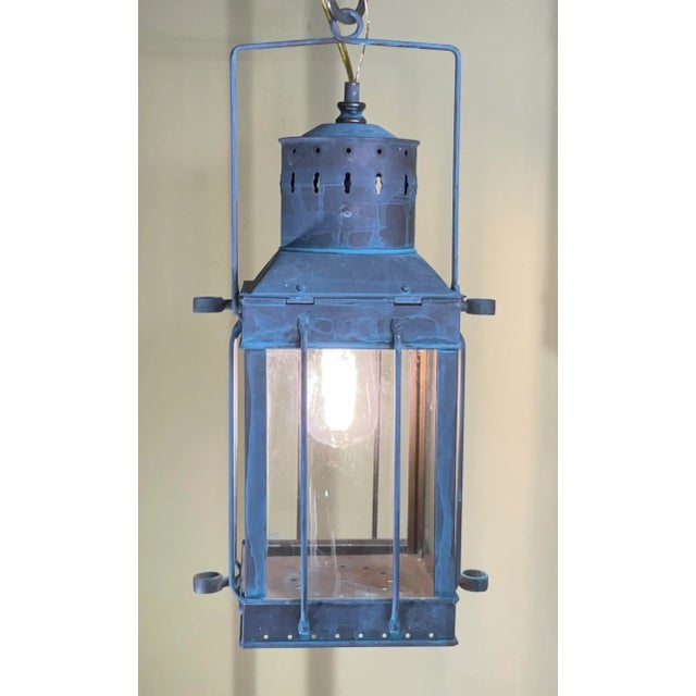 Funky Vintage 1939 Style British Solid Brass Cargo Ship Hanging Lantern For Sale In Miami - Image 6 of 18