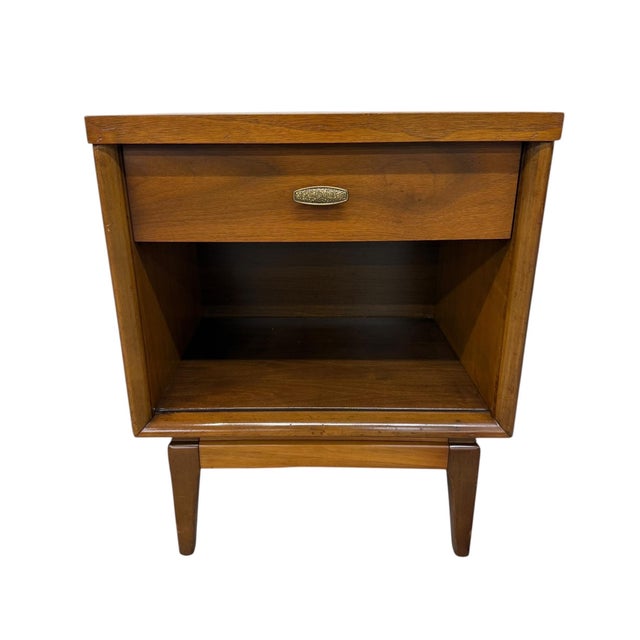 Wood Mid-Century Modern Walnut Nightstands - Set of 2 For Sale - Image 7 of 9