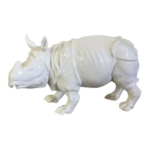 19th Century Continental Porcelain Blanc de Chine White Model of a Rhinoceros