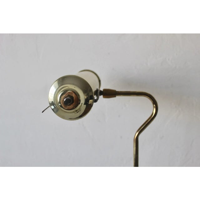 Mid-Century Modern Vintage Gold Brass Finish Wood Musical Note Adjustable Height Desk Table Lamp For Sale - Image 3 of 9