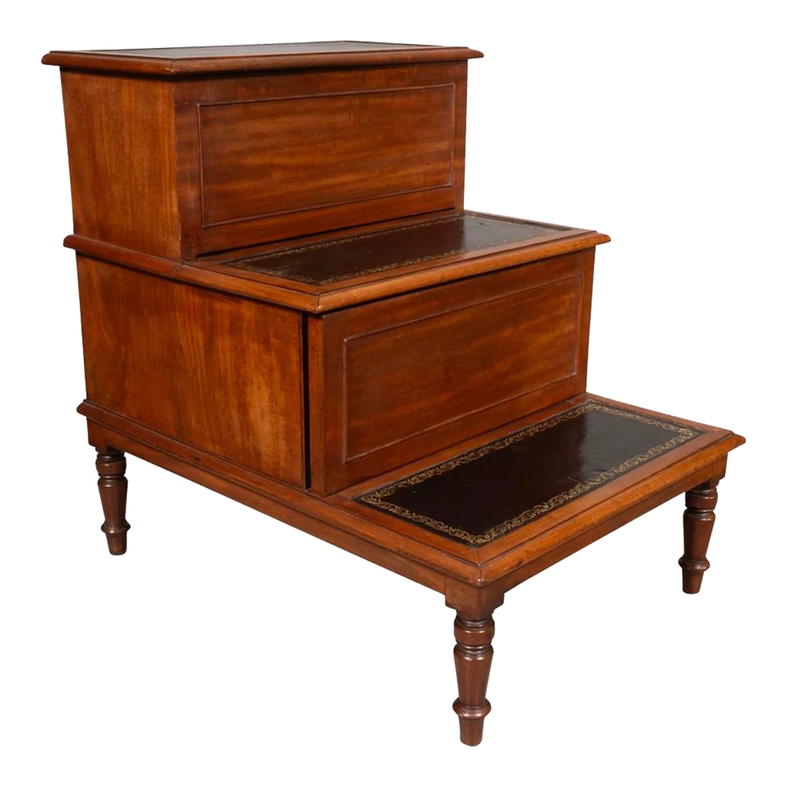 Regency Mahogany Library Steps | Chairish