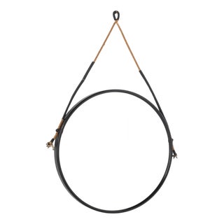 Vintage Round Steel Mirror, Italy, 1970s For Sale