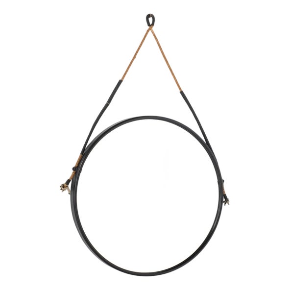 Vintage Round Steel Mirror, Italy, 1970s For Sale