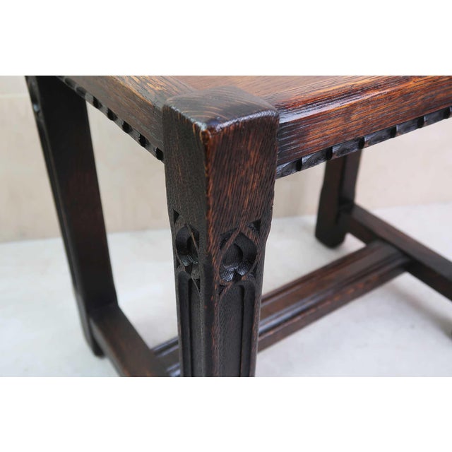 Small Antique English Carved Oak Coffee Table, 1900 For Sale - Image 4 of 8