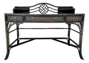 Chinoiserie Chinese Chippendale Bamboo Writing Desk