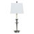 French Vintage Pewter Table Lamp With Custom Linen Shade For Sale - Image 9 of 9