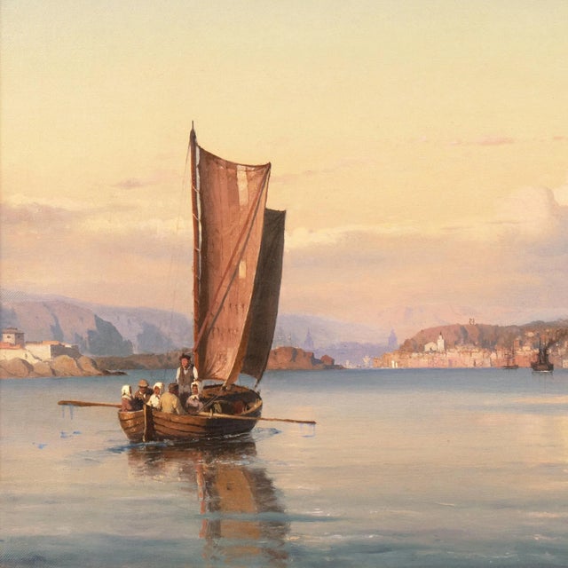 'A Three-Masted Frigate Off Capri' by Carl Frederik Sørensen, 1863, 19th Century Seascape, Royal Naval Museum For Sale - Image 9 of 11