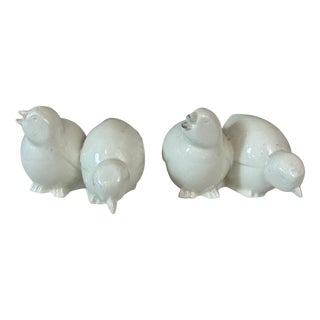 Art Deco Earthenware Chickens, 1930s, Set of 2 For Sale