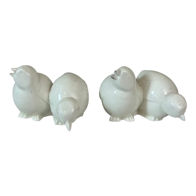 Art Deco Earthenware Chickens, 1930s, Set of 2 For Sale