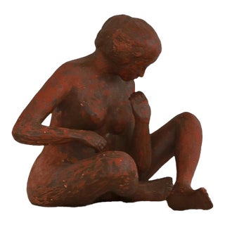 Vintage Terra Cotta Female Nude Sculpture For Sale