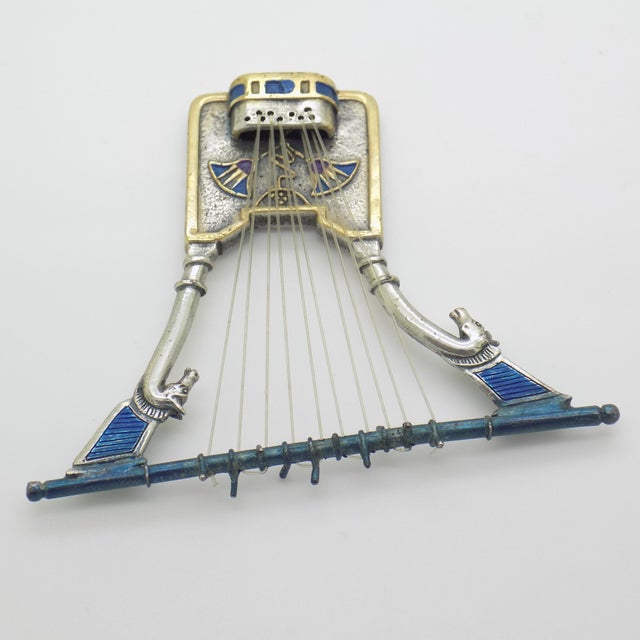 Vintage Handmade Egyptian Lyre Figurine in Silver, Florence, Italy, 1980s For Sale - Image 12 of 18