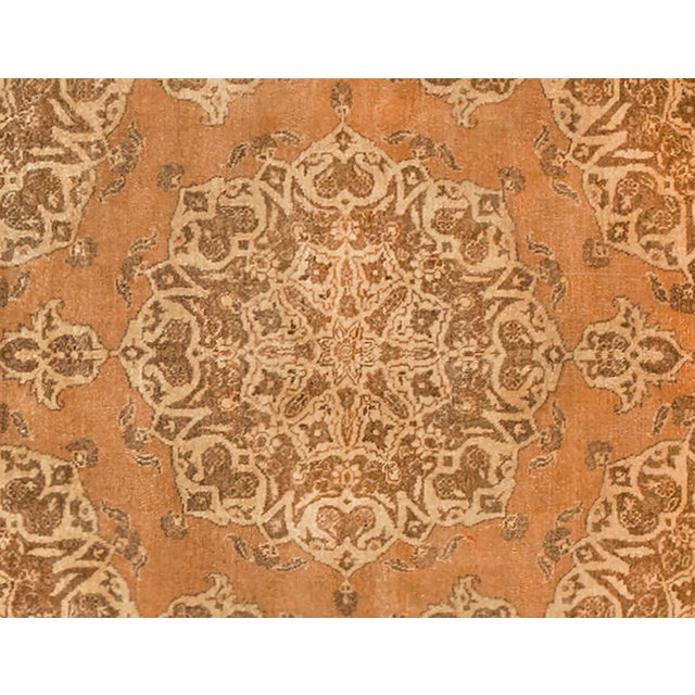 Antique Persian Tabriz Oriental Carpet in Small Size with Central Medallion For Sale - Image 4 of 5