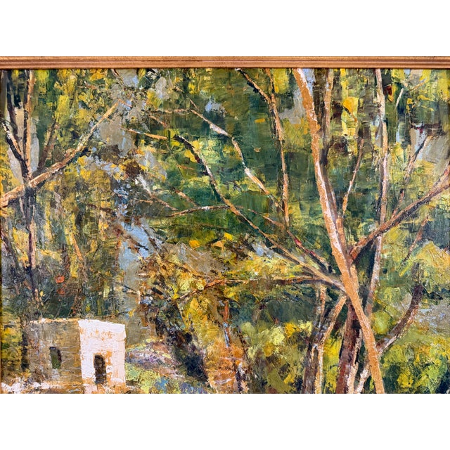 Rustic European Vintage European Oil Landscape Painting For Sale - Image 3 of 15