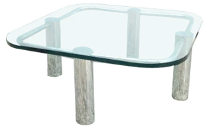 Solid Glass & Chrome Coffee Table