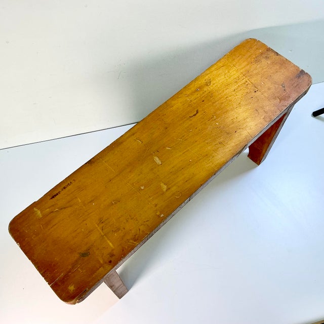Early 20th C Antique French Country Farmhouse Folk Art Wood Bench For Sale - Image 12 of 14