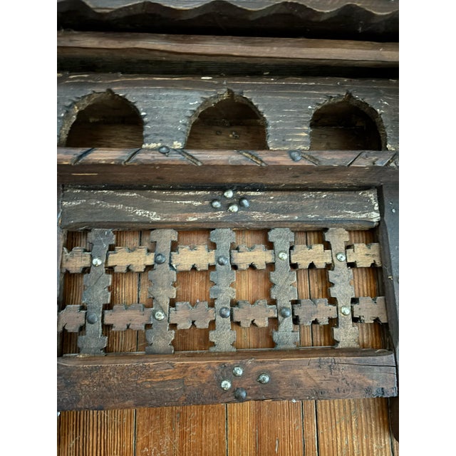 Large Vintage Moroccan Mashrabiya Wall Shelf - Hand-Carved Architectural Statement For Sale - Image 11 of 12