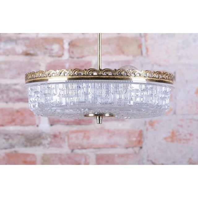 Mid-Century Chandelier in Glass and Brass attributed to Kamenický Šenov, Czech, 1960s For Sale - Image 3 of 10