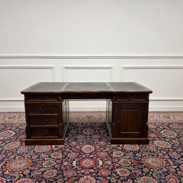 English Desk and Desk Chairs, Set of 3 For Sale - Image 3 of 18