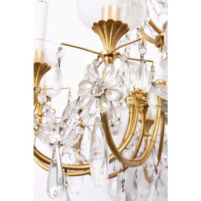 Chandelier in Crystal and Gilt Bronze, 1950s For Sale - Image 6 of 12