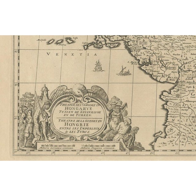 Baroque Large Map of the Habsburgottoman War by Aeg, 1729 For Sale - Image 3 of 11