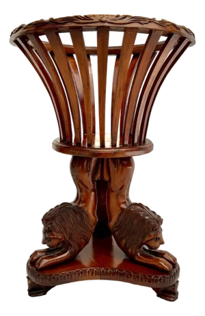 Traditional Regency Lion and the Mouse Pedestal Wood Jardiniere Fernerie