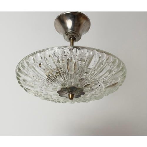 Vintage Swedish Sculptural Glass Ceiling Fixture with Floral Rosette, 1970 For Sale - Image 8 of 18