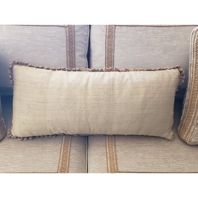 Ej Victor Luxe Sofa in a Rich Dark Cream With Sumptuous Silk and Brocade Pillows For Sale - Image 14 of 18