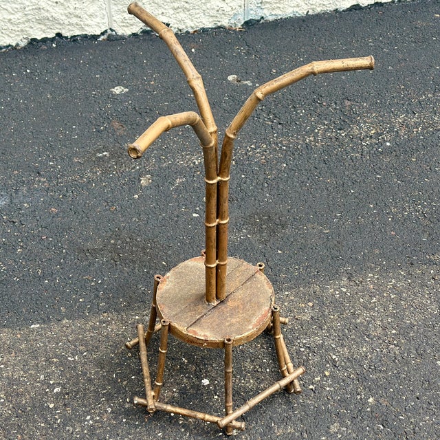 Mid-Century Faux Bamboo Planter Plant Stand From Spain For Sale - Image 10 of 12