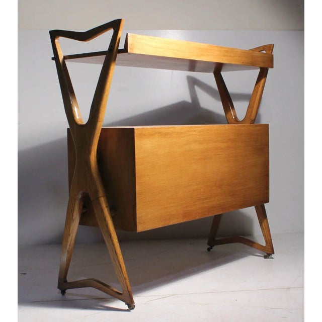 Mid-Century Modern Rare Harold Schwartz Bowtie Bar Cart Console Server Buffet in Style of Gio Ponti For Sale - Image 3 of 10
