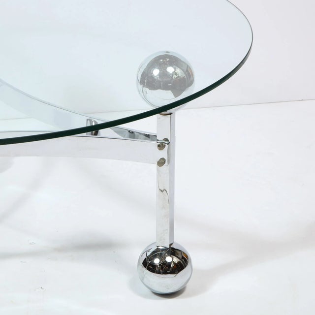 1970s Mid-Century Modern Polished Chrome & Glass Cocktail with Spherical Detailing For Sale - Image 5 of 13